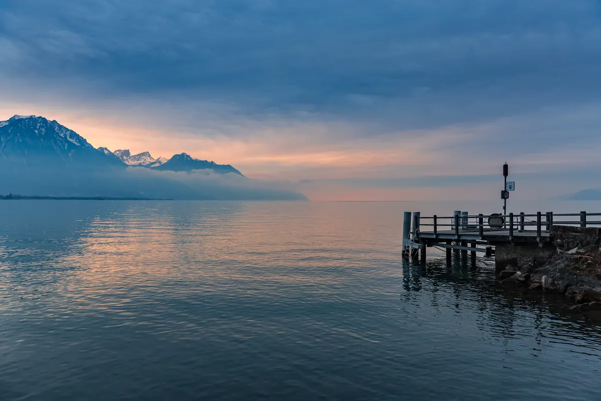 Lake Geneva seen from inside the Château de Chillon near Montreux